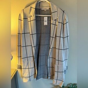 LOFT Checkered Sweater Blazer Jacket